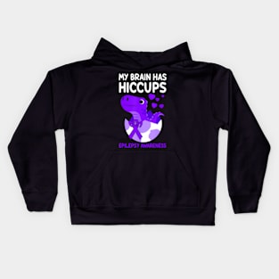 My Brain Has Hiccups Purple Ribbon Epilepsy Awareness Kids Hoodie